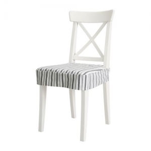 이케아 구매대행 이케몰,이케아 INGOLF 잉올프 의자, 화이트 + 의자패드, 알비네 스말 다크블루/화이트 (001.722.99) (103.624.87),IKEA