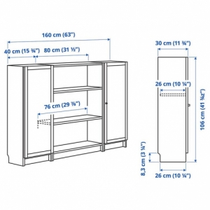이케아 구매대행 이케몰,이케아 BILLY 빌리 책장콤비네이션+도어, 화이트, 160x106 cm (195.283.65),IKEA