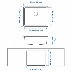 이케아 구매대행 이케몰,이케아 KILSVIKEN 실스비켄 삽입식싱글싱크, 그레이/베이지 석영 복합물, 56x46 cm (993.851.12),IKEA