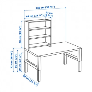 이케아 구매대행 이케몰,IKEA 이케아 PÅHL 책상 책상+선반유닛, 화이트 128x58cm (592.451.85),IKEA