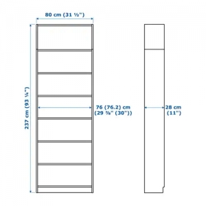 이케아 구매대행 이케몰,이케아 BILLY 빌리 책장 책장+상단추가유닛, 화이트 80x28x237 cm (892.177.13),IKEA