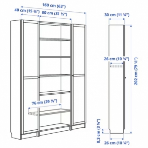 이케아 구매대행 이케몰,이케아 BILLY 빌리 책장콤비네이션+유리도어, 화이트, 160x202 cm (595.283.73),IKEA