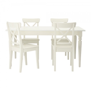 이케아 구매대행 이케몰,IKEA INGATORP / INGOLF 이케아 테이블+의자 4개, 화이트 (592.511.76),IKEA